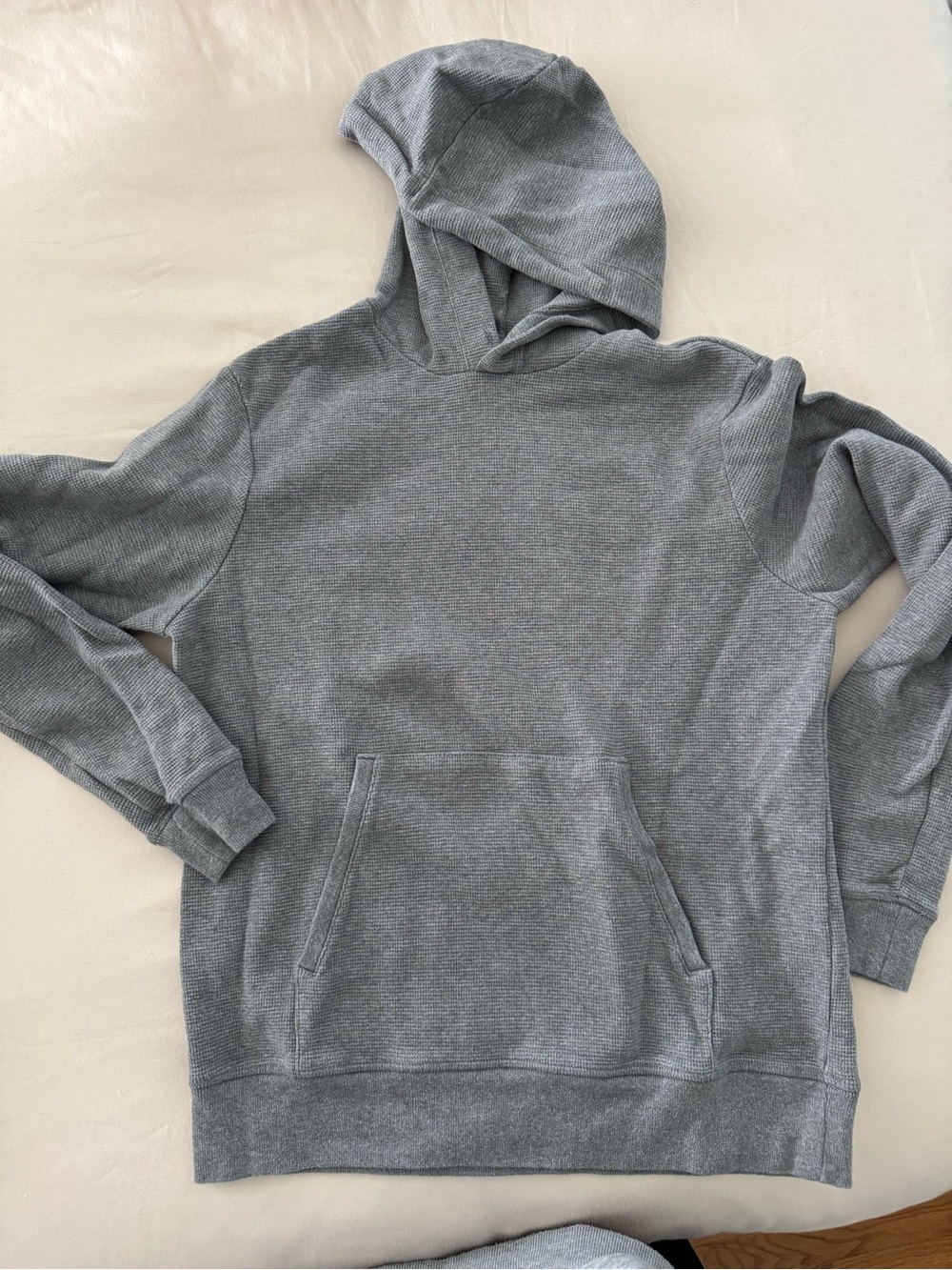 GAP Men's Heather Gray Waffle Hooded Sweatshirt